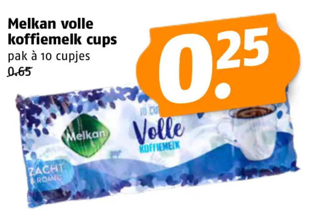 Poiesz Melkan volle koffiemelk cups aanbieding