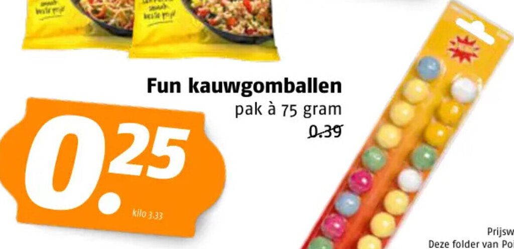 Poiesz Fun kauwgomballen pak à 75 gram aanbieding