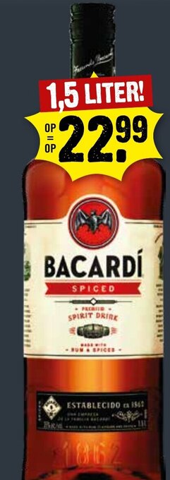 Dirck 3 BACARDI SPICED 1,5 LITER! aanbieding
