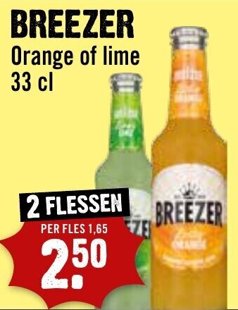 Dirck 3 BREEZER Orange of lime 33 cl aanbieding