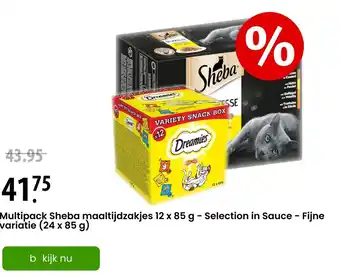 Zooplus Multipack Sheba maaltijdzakjes 12 x 85 g - Selection in Sauce - Fijne variatie (24 x 85 g) aanbieding