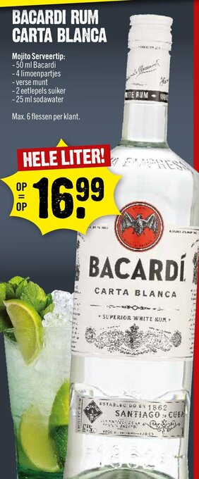 Dirck 3 BACARDI RUM CARTA BLANCA aanbieding