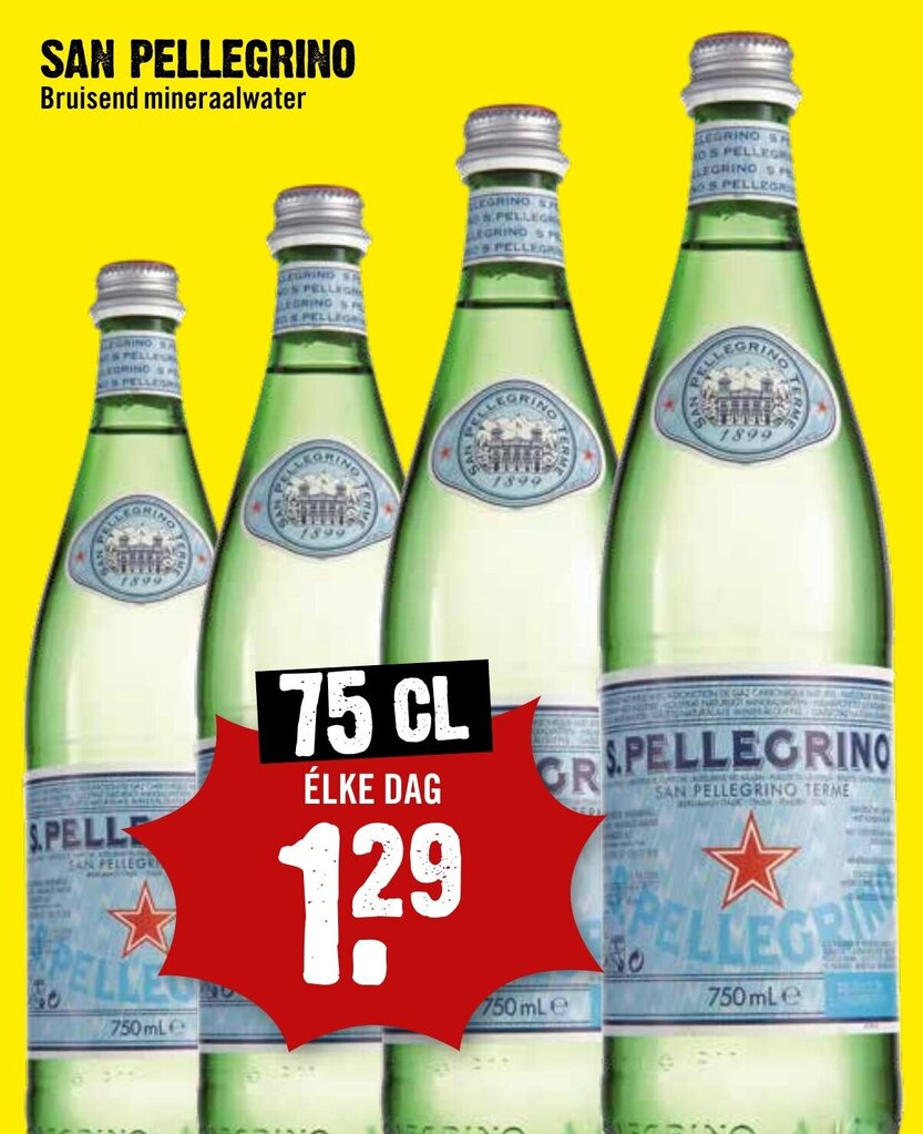 Dirck 3 SAN PELLEGRINO Bruisend mineraalwater 75 CL aanbieding