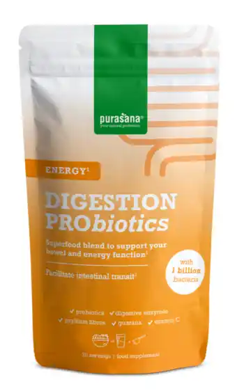 De Online Drogist Purasana digestion probiotics energy poeder 140gr aanbieding