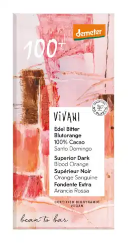 De Online Drogist Vivani superior dark 100% cacao blood orange 90gr aanbieding