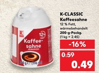 Kaufland DE K-CLASSIC Kaffeesahne 200g aanbieding