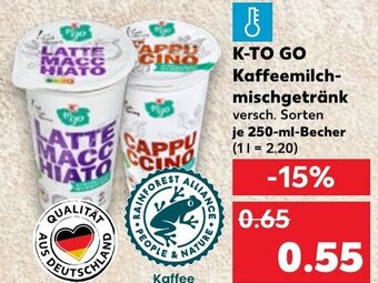 Kaufland DE K-TO GO Kaffeemilch-mischgetränk 250ml aanbieding