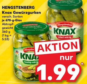 Kaufland DE HENGSTENBERG Knax Gewürzgurken  670g aanbieding