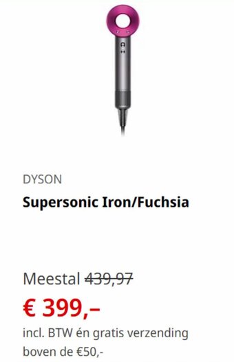 MediaMarkt DYSON Supersonic Iron/Fuchsia aanbieding