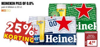 De Boerenschuur HEINEKEN PILS OF 0.0% pak 6 blikken à 33 cl. aanbieding