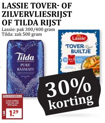 De Boerenschuur LASSIE TOVER- OF ZILVERVLIESRIJST OF TILDA RIJST aanbieding