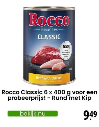 Zooplus Rocco Classic 6 x 400 g  - Rund met Kip aanbieding