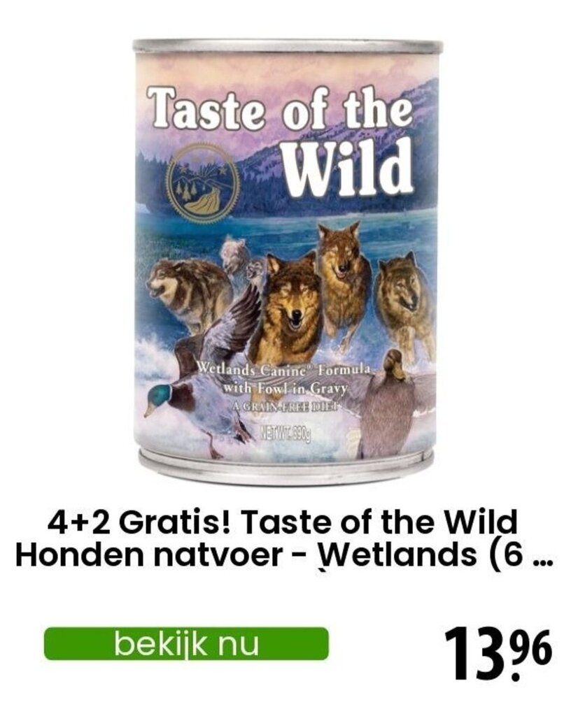 Taste of the Wild Hondenvoer Wetlands aanbieding bij Zooplus