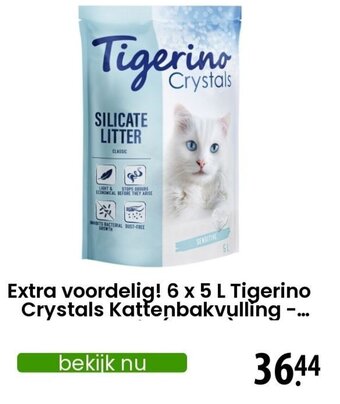 Zooplus 6 x 5 L Tigerino Crystals Kattenbakvulling aanbieding