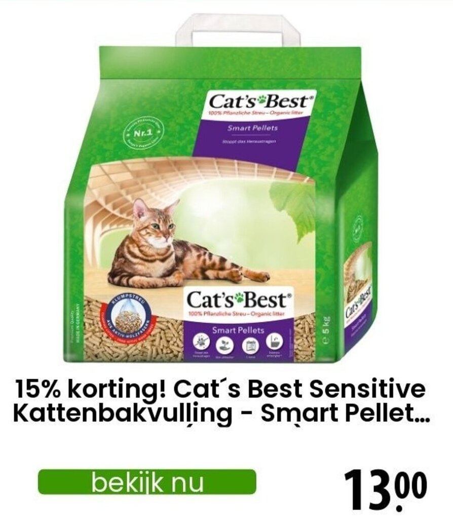 Cat's Best Sensitive Kattenbakvulling Smart Pellet aanbieding bij Zooplus