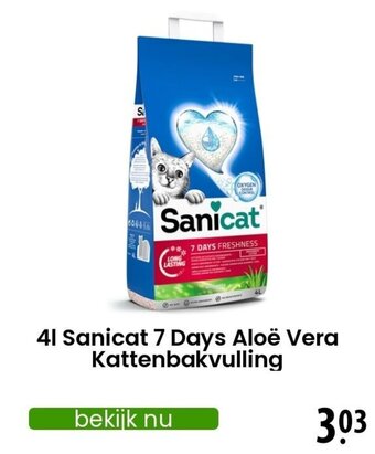 Zooplus 41 Sanicat 7 Days Aloë Vera Kattenbakvulling aanbieding