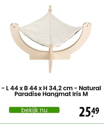 Zooplus L 44 x B 44 x H 34,2 cm - Natural Paradise Hangmat Iris aanbieding