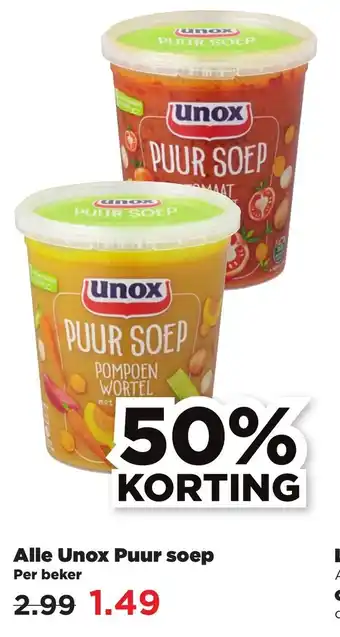 PLUS Alle Unox Puur soep aanbieding