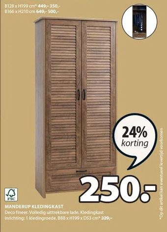 Jysk Manderup kledingkast aanbieding