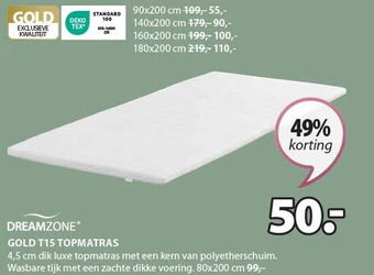 Jysk Dreamzoneⓡ gold t15 topmatras aanbieding