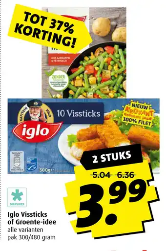 Boni Iglo vissticks of Groente-Idee 2*300/480g aanbieding