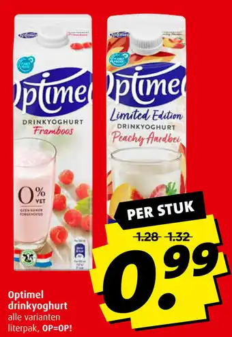 Boni Optimel drinkyoghurt 1L aanbieding