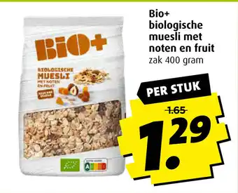 Boni Bio+ Biologische muesli met noten en fruit 400g aanbieding