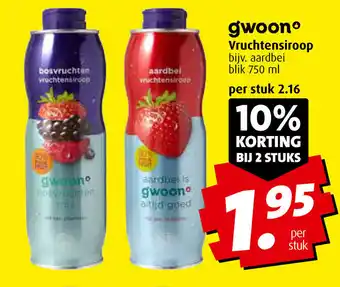 Boni G'woon Vruchtensiroop 750ml aanbieding