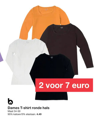 Zeeman Dames T-shirt ronde hals Maat 34-50 aanbieding