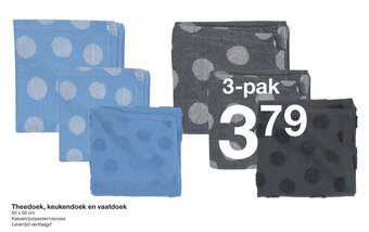 Zeeman Theedoek, keukendoek en vaatdoek 3-pak aanbieding
