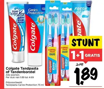 Vomar Voordeelmarkt Colgate Tandpasta Of Tandenborstel 1+1 Gratis 75ml aanbieding