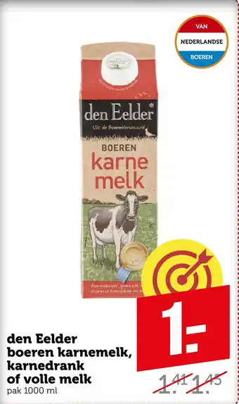 Coop den Eelder boeren karnemelk, karnedrank of volle melk aanbieding