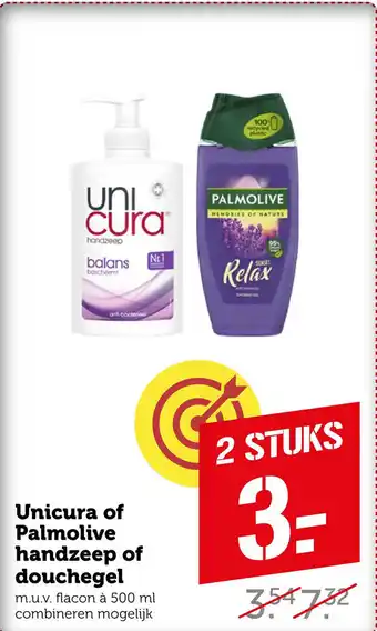 Coop Unicura of Palmolive handzeep of douchegel aanbieding