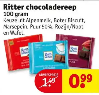 Kruidvat Ritter chocoladereep aanbieding