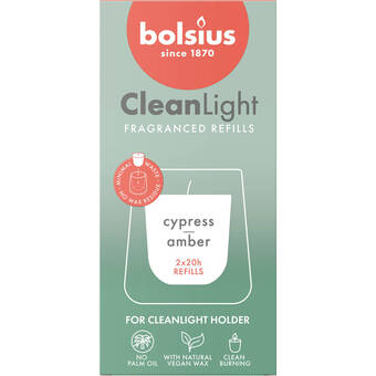 Blokker Bolsius geurkaars clean light navulling s/2 - cypress amber aanbieding