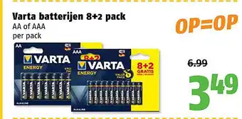 Poiesz Varta batterijen 8+2 pack aanbieding