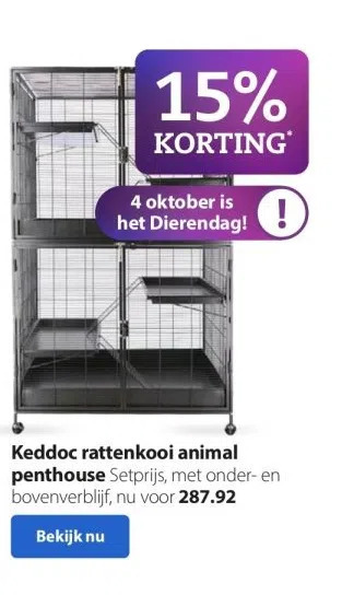 Boerenbond Keddoc rattenkooi animal penthouse setprijs, met onder- en bovenverblijf, nu voor 287.92 aanbieding