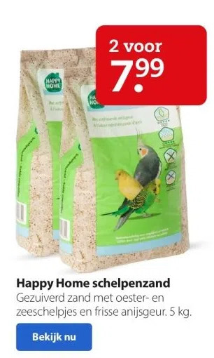 Boerenbond Happy home schelpenzand gezuiverd zand met oester- en zeeschelpjes en frisse anijsgeur. 5 kg. aanbieding
