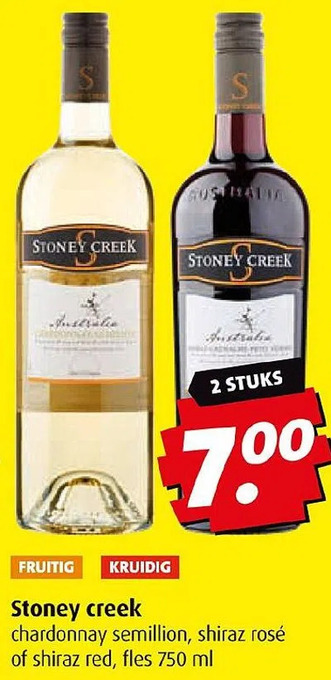 Boni Stoney creek chardonnay semillion, shiraz rosé aanbieding