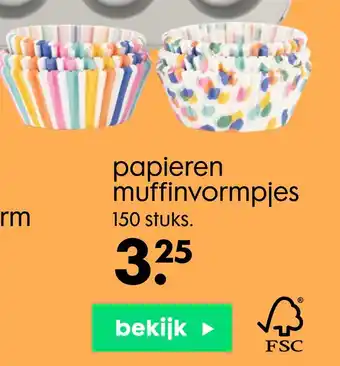 HEMA papieren muffinvormpjes 150 stuks aanbieding