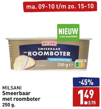 ALDI MILSANI Smeerbaar met roomboter 250 g aanbieding