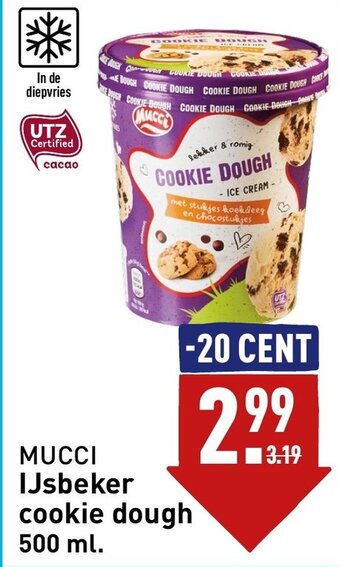 ALDI MUCCI IJsbeker cookie dough 500 ml aanbieding