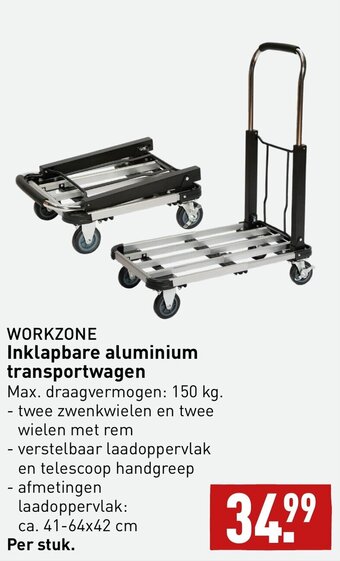 ALDI WORKZONE Inklapbare aluminium transportwagen aanbieding