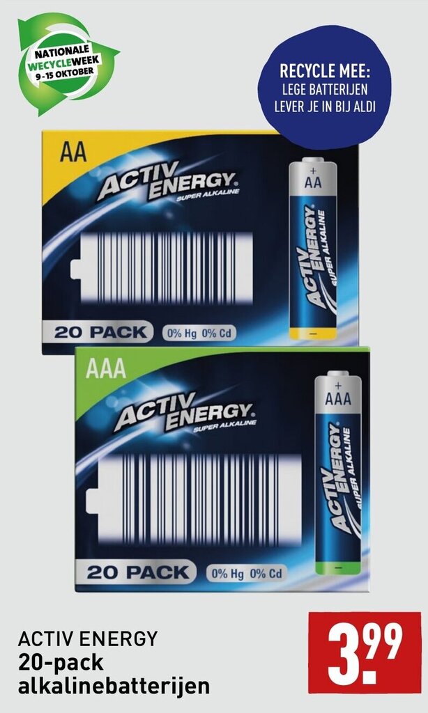 ACTIV ENERGY 20pack alkalinebatterijen aanbieding bij ALDI