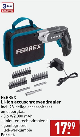 ALDI FERREX Li-ion accuschroevendraaier aanbieding