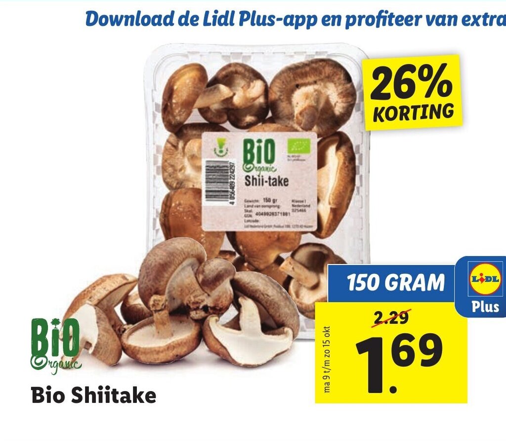 Bio Shiitake 150g aanbieding bij Lidl