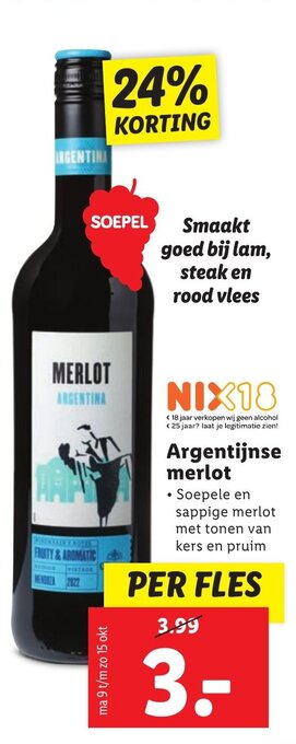 Lidl Argentijnse merlot aanbieding