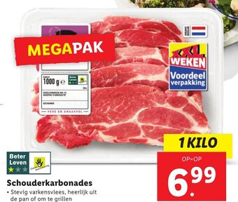 Lidl Schouderkarbonades 1kilo aanbieding