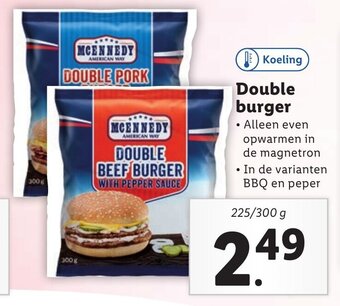 Lidl Double burger 225 / 300 g aanbieding