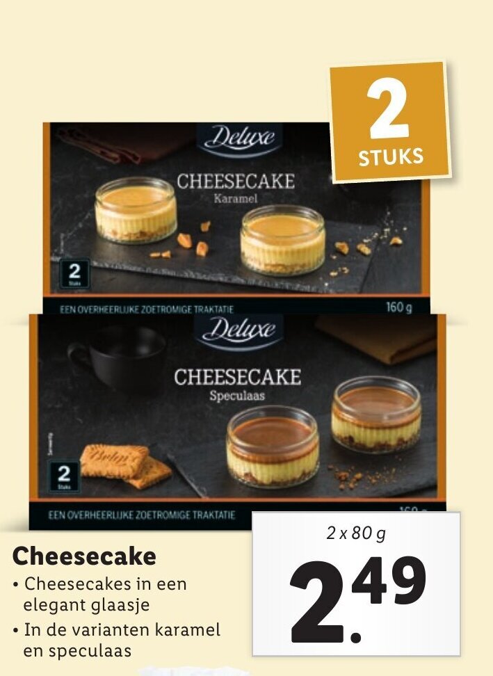 Cheesecake 2 x 80 g aanbieding bij Lidl